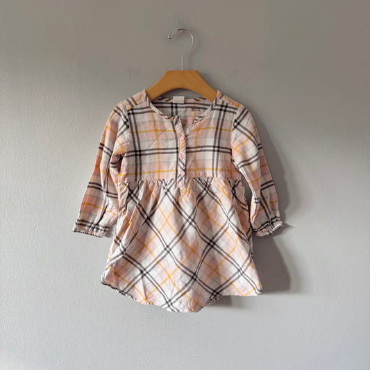 H&M / Light pink checked flannel dress / 18-24M