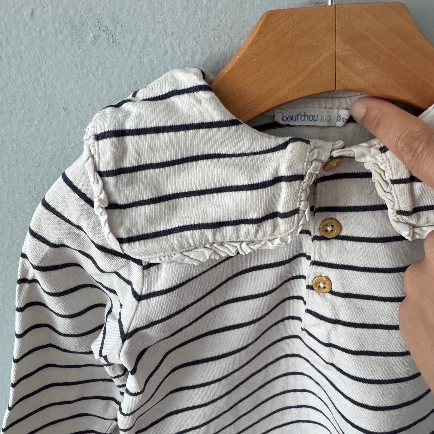 Bout chou / White navy stripe long sleeve / 24M