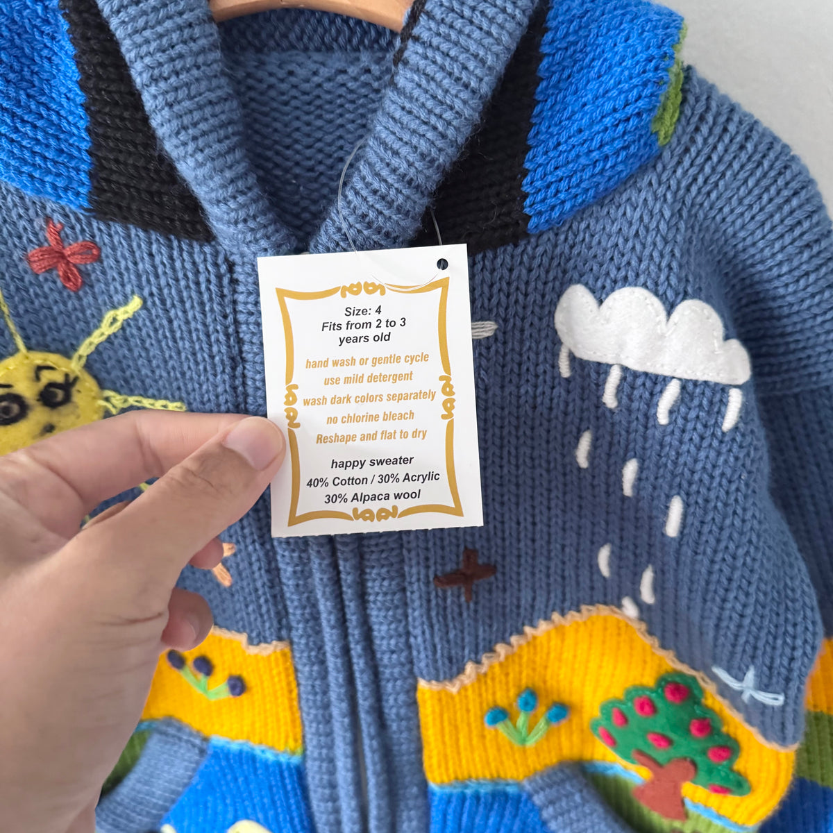 Asiri's Designs / Alpaca wool knit zip up jacket / 4Y - New with tag