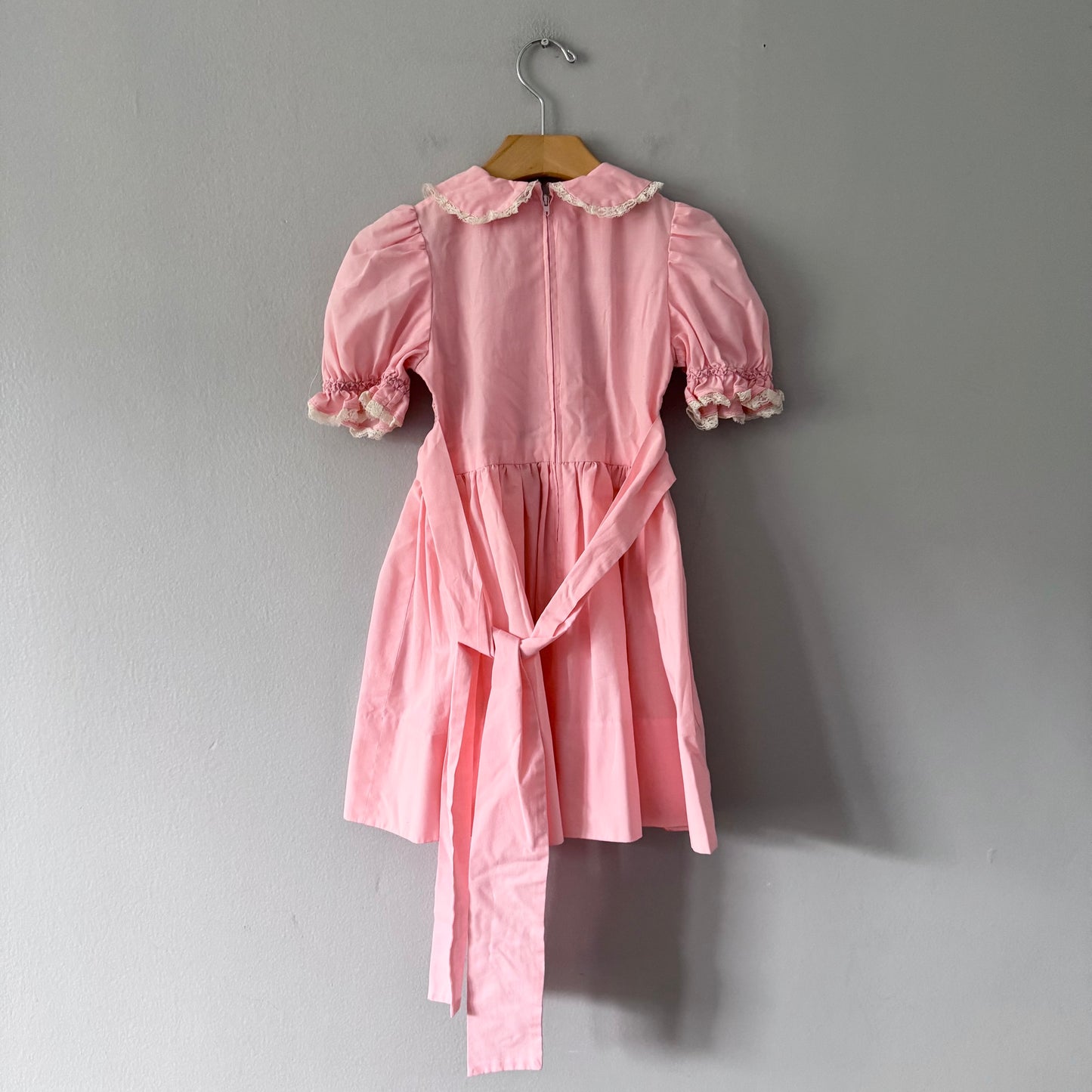 Vintage Handmade / Pink puff sleeves dress / 3-4Y