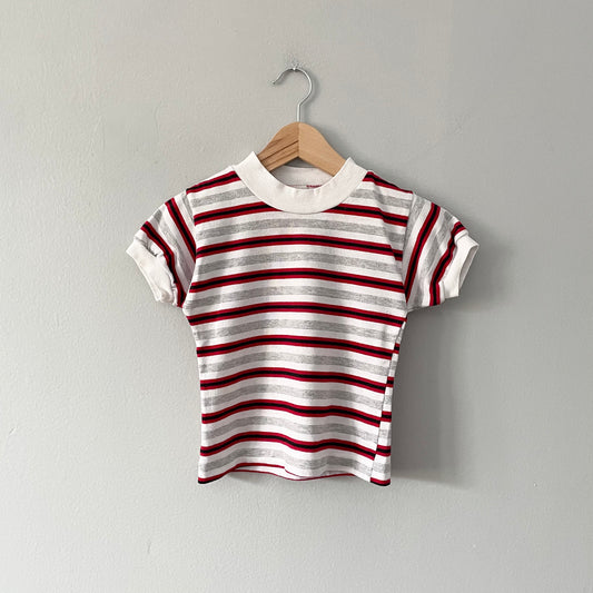 Vintage / White x red x grey striped T-shirt / 18M