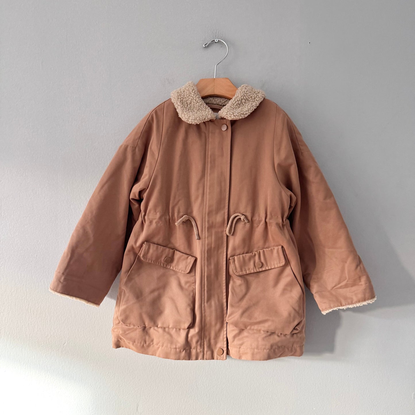 Zara / Brown sherpa lined light jacket / 4-5Y