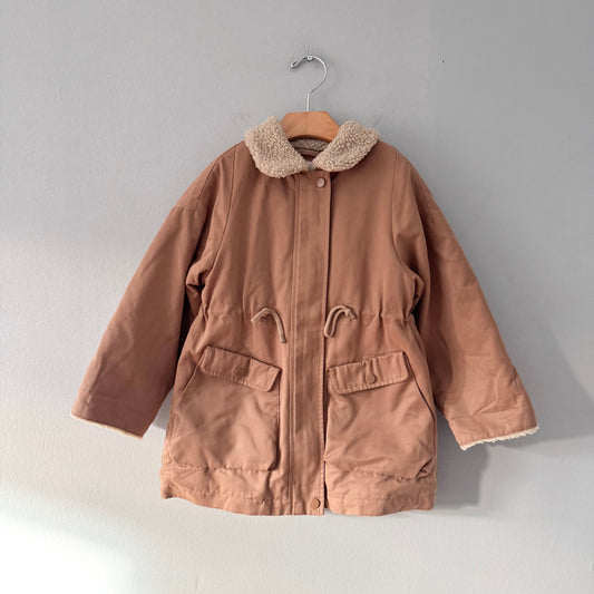 Zara / Brown sherpa lined light jacket / 4-5Y