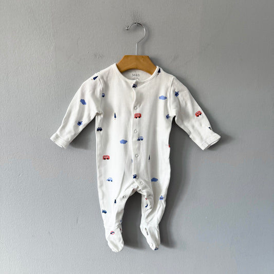 M&S / White romper / 3-6M