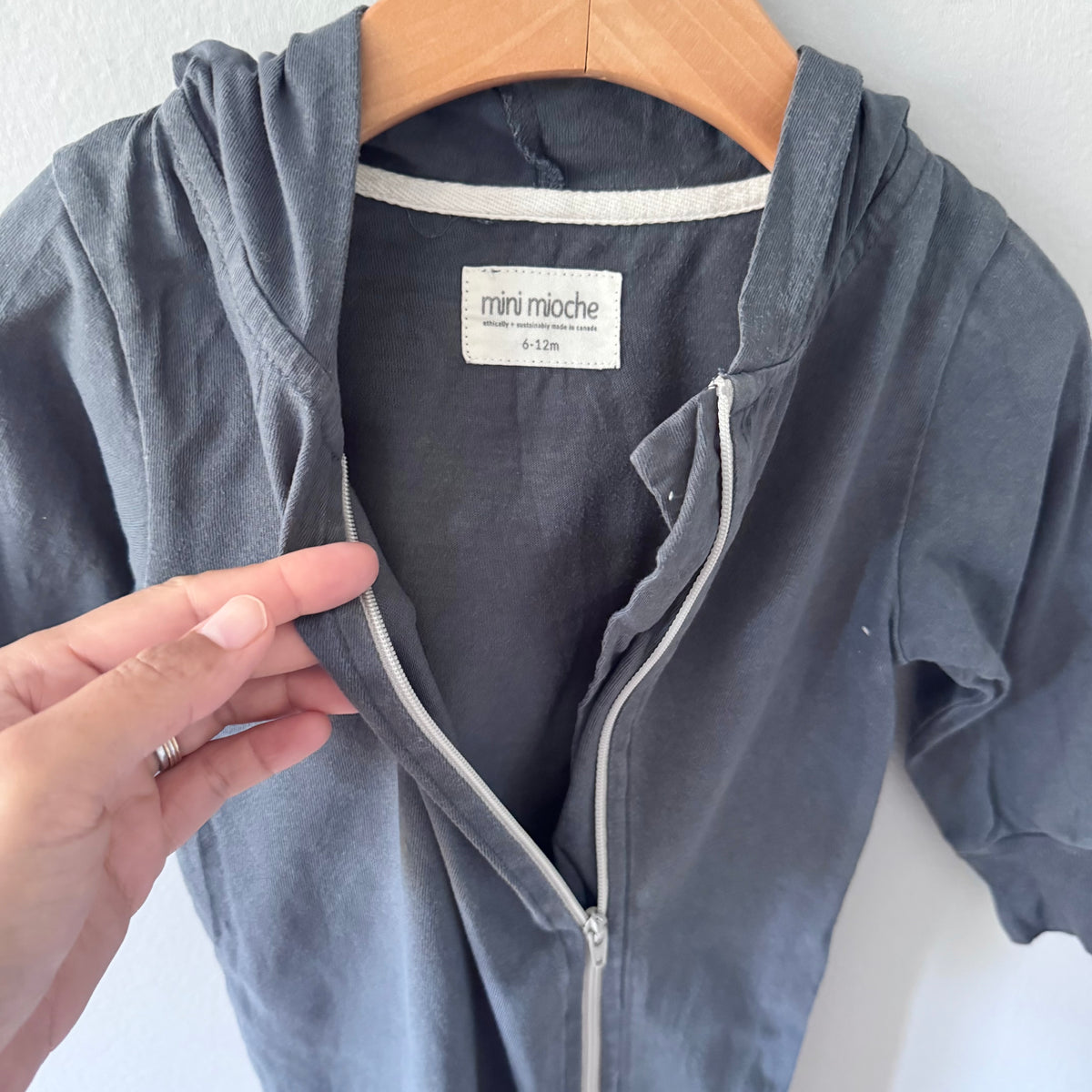 Mini mioche / Dark grey biker romper / 6-12M
