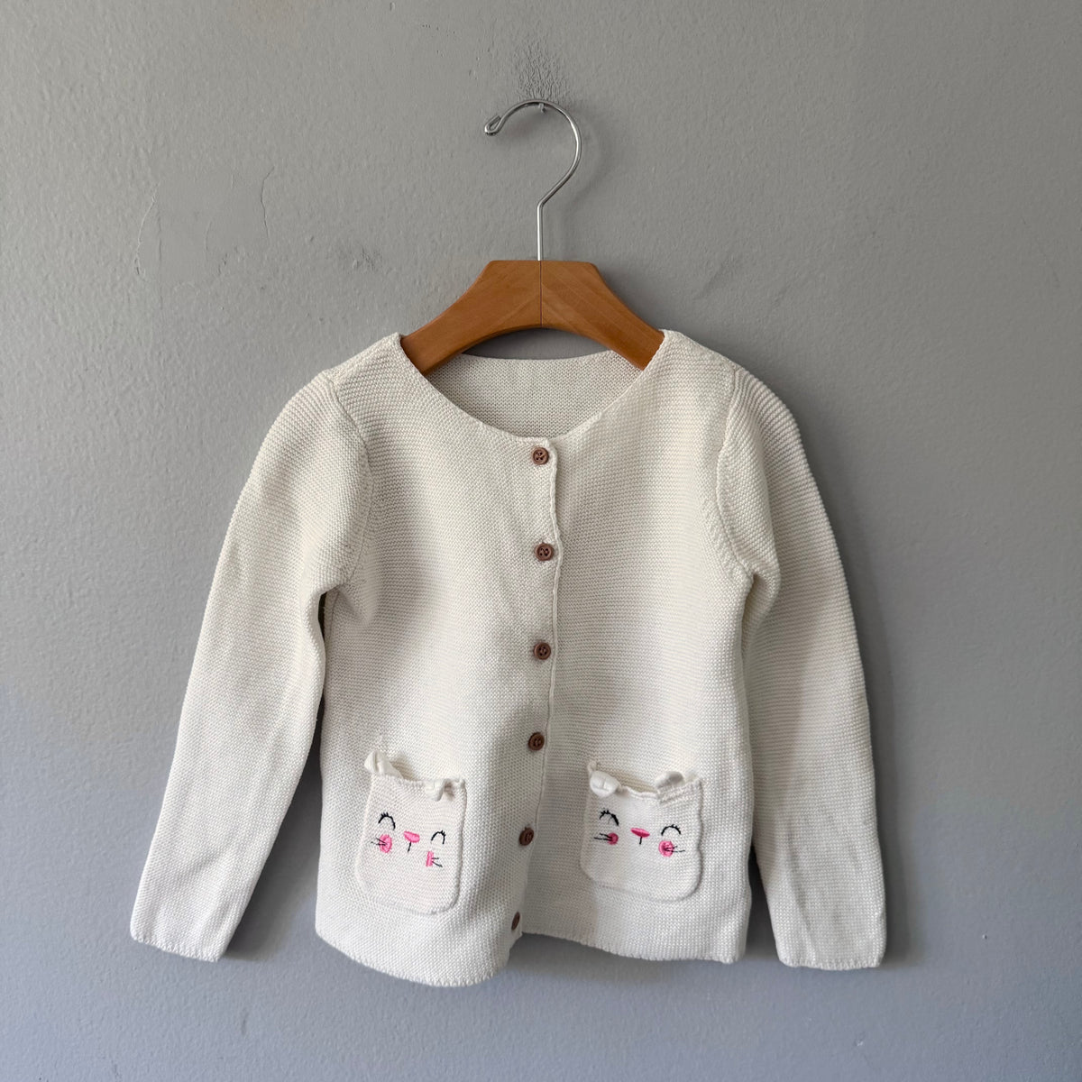 MC / White x cat cotton cardigan / 2-3Y