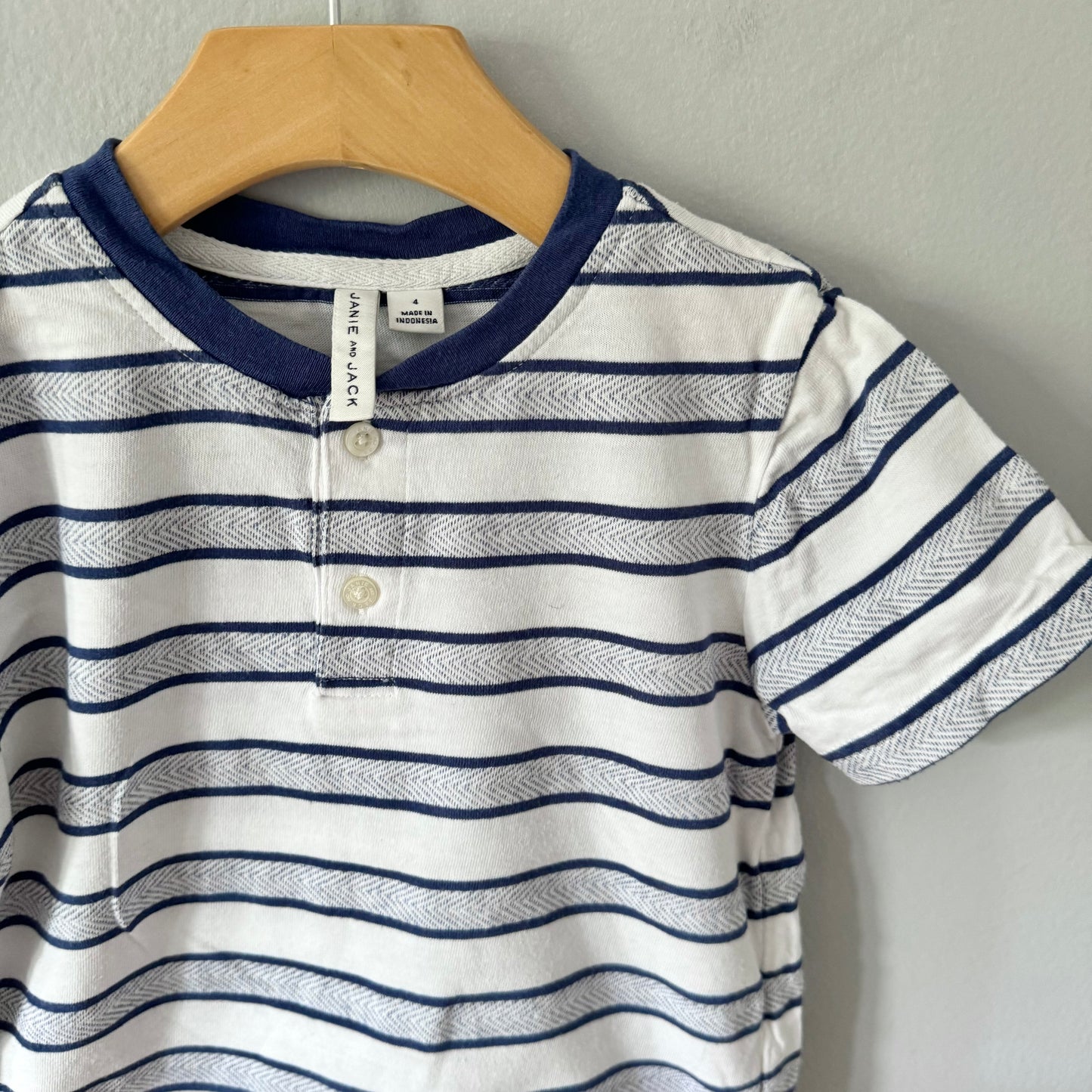 Janie & Jack / White x blue stripe T-shirt / 4Y