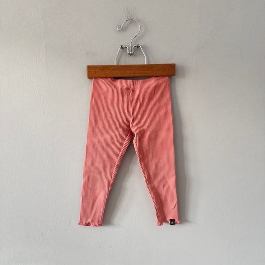Deux par deux / Orange ribbed leggings / 2Y