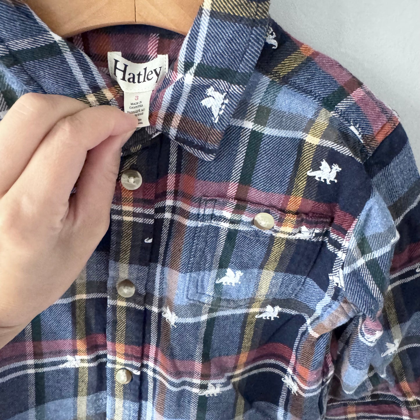 Hatley / Chemise en flanelle à carreaux bleu marine / 3 ans