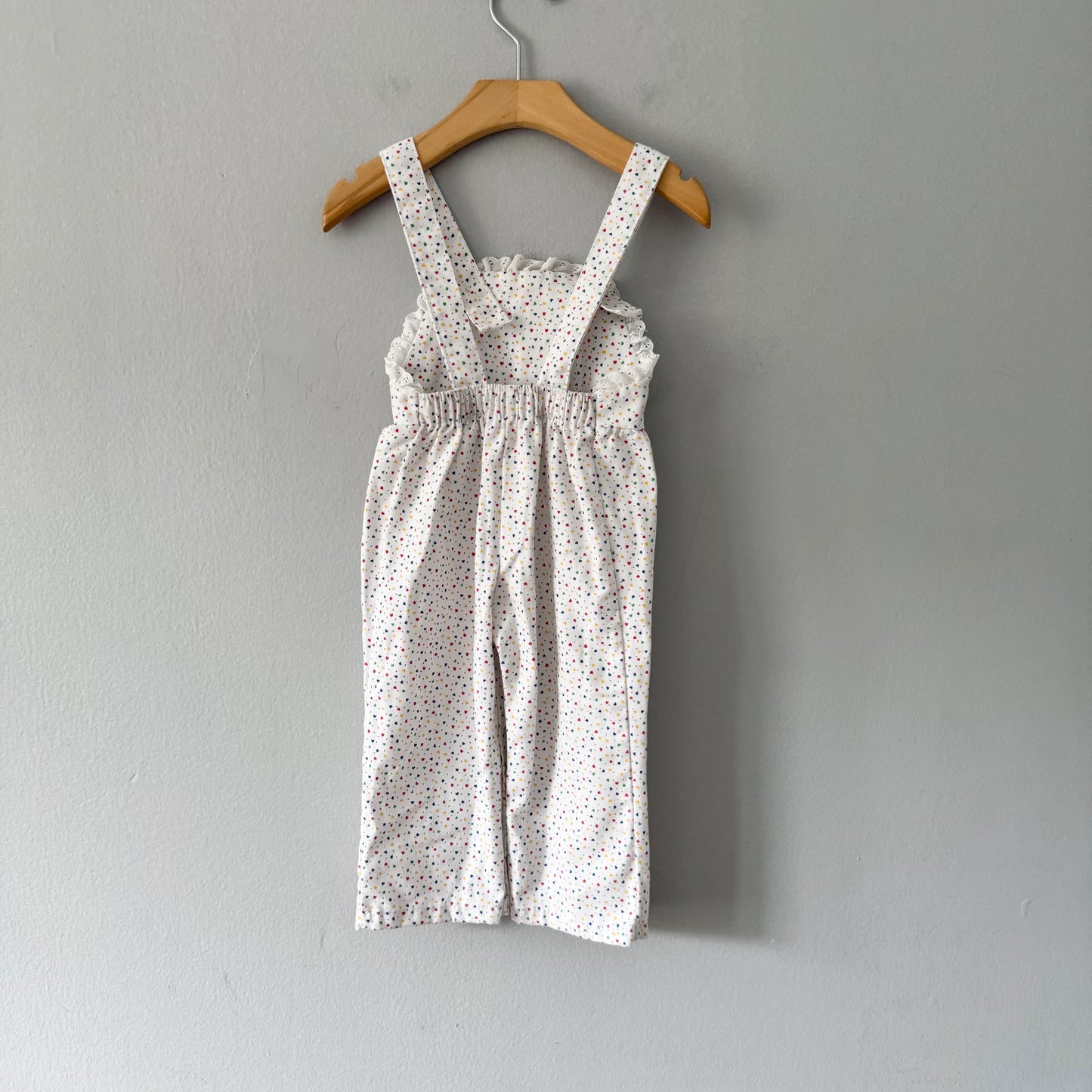Vintage / Buster Brown - White x hearts overall pants / 18M