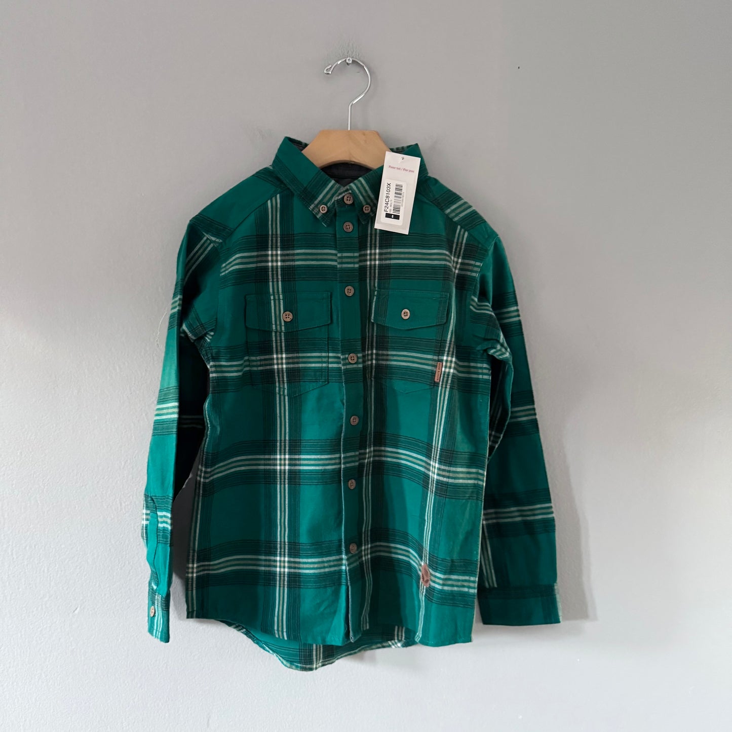 Souris mini / Green flannel check shirt / 8Y - New with tag