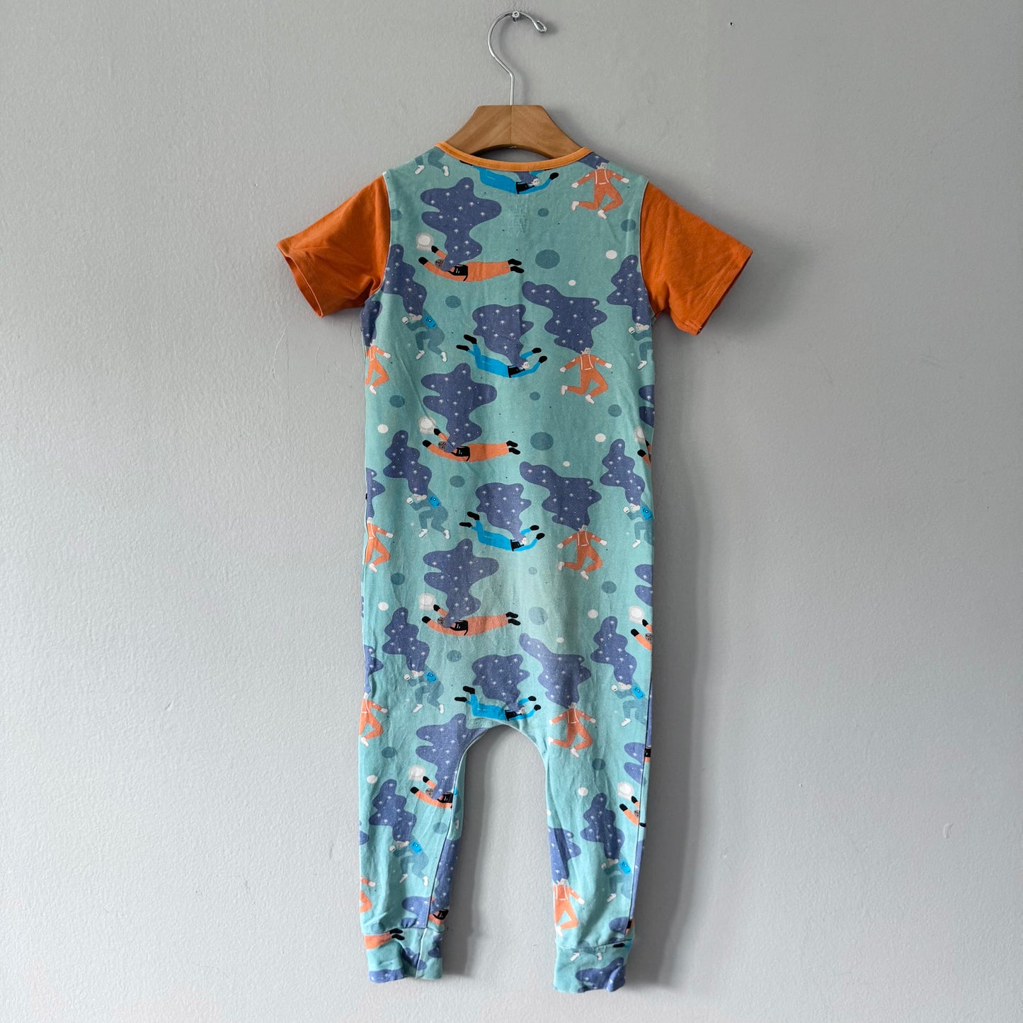 Rags / Barboteuse manches courtes bleue x orange / 3-4 ans