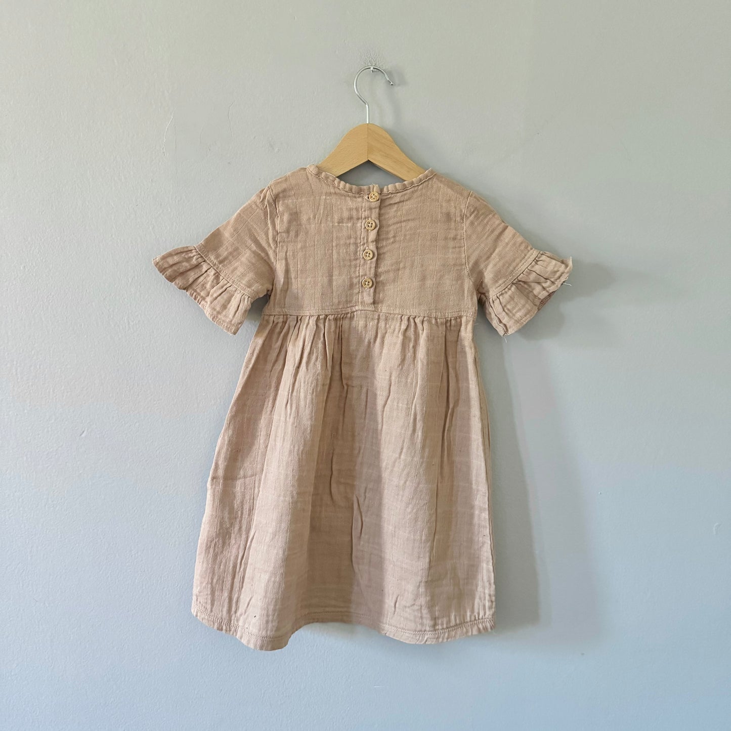 B Organic  / Brown muslin cotton dress / 2Y