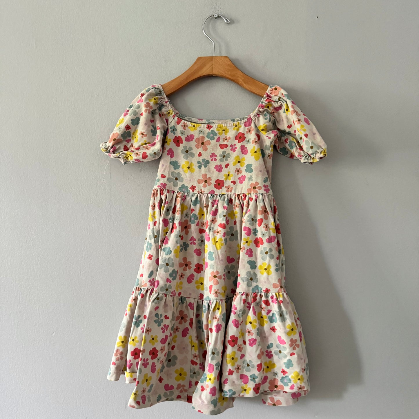 Alice + Ames / White x pink floral dress / 5Y