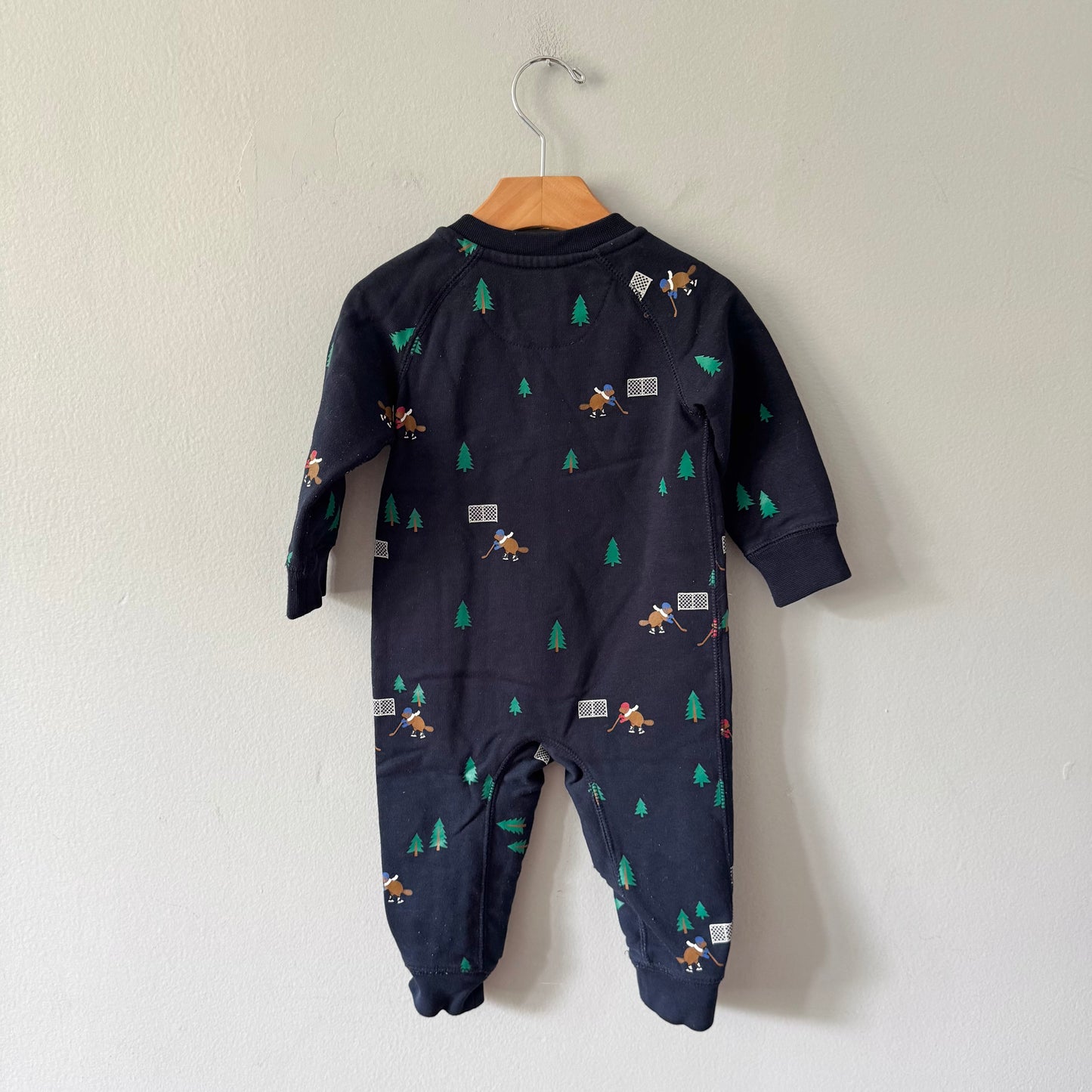 Roots / Navy crew romper / 12-18M