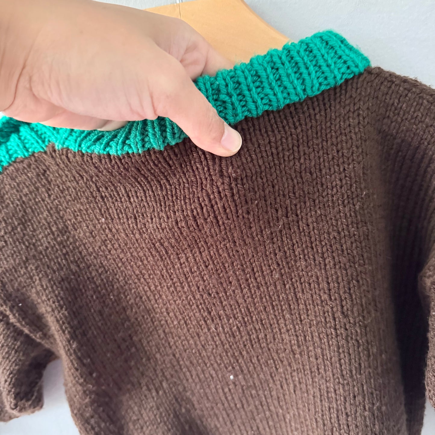 Handmade / Brown x frog knit pullover / 2T