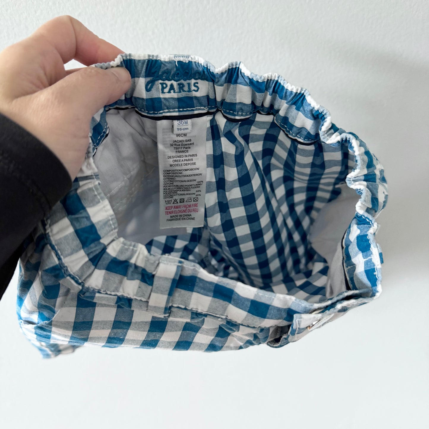 Jacadi / Blue white gingham shorts / 36M