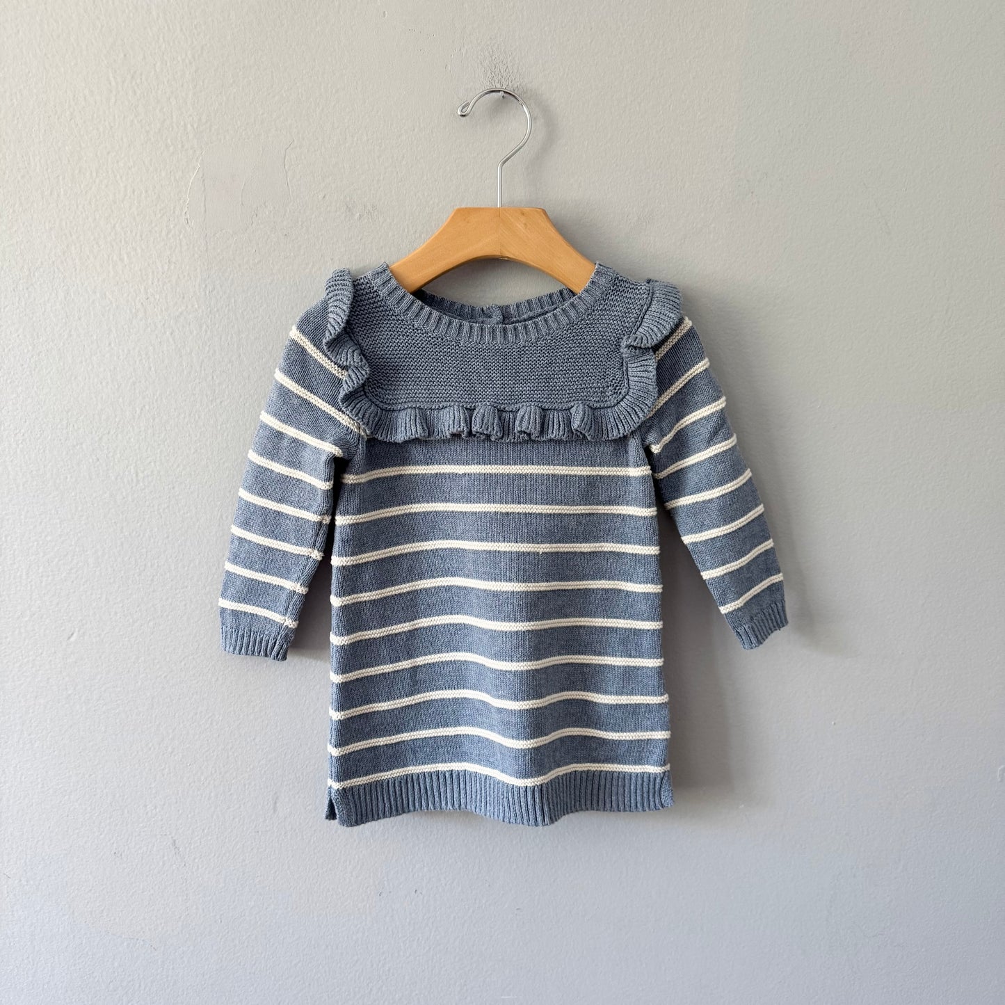 Gap / Blue cotton knit stripe dress / 12-18M