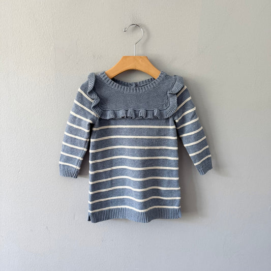 Gap / Blue cotton knit stripe dress / 12-18M