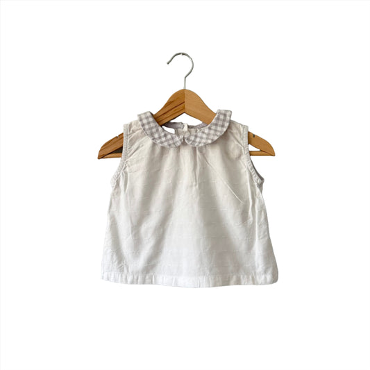 Rupert & Rosie. / White tank blouse with gingham collar / 18-24M