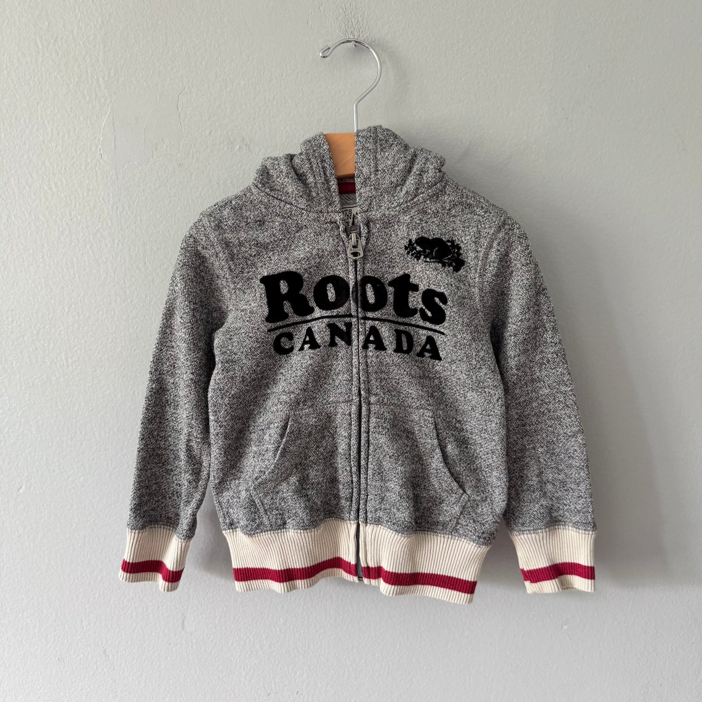 Roots / Salt and pepper zip up hoodie / 3T