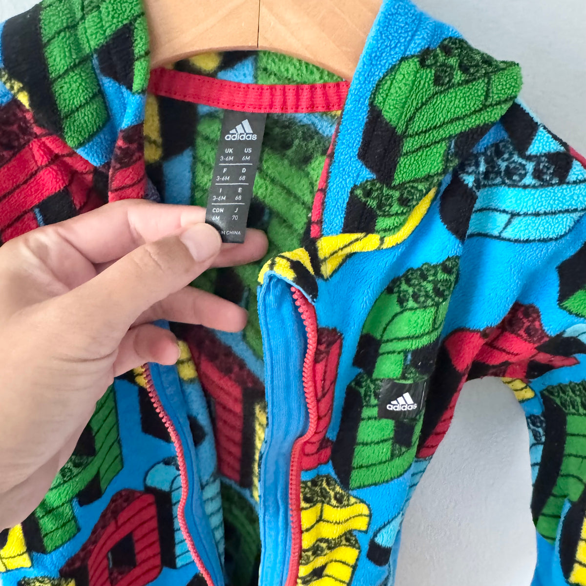 Adidas x Lego / Blue fleece romper / 3-6M