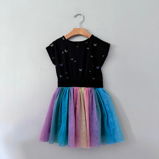 Deux par deux / Black x rainbow dress / 3Y