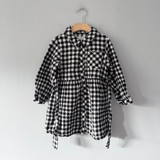 Zara / Plaid long sleeve shirt dress / 5-6Y