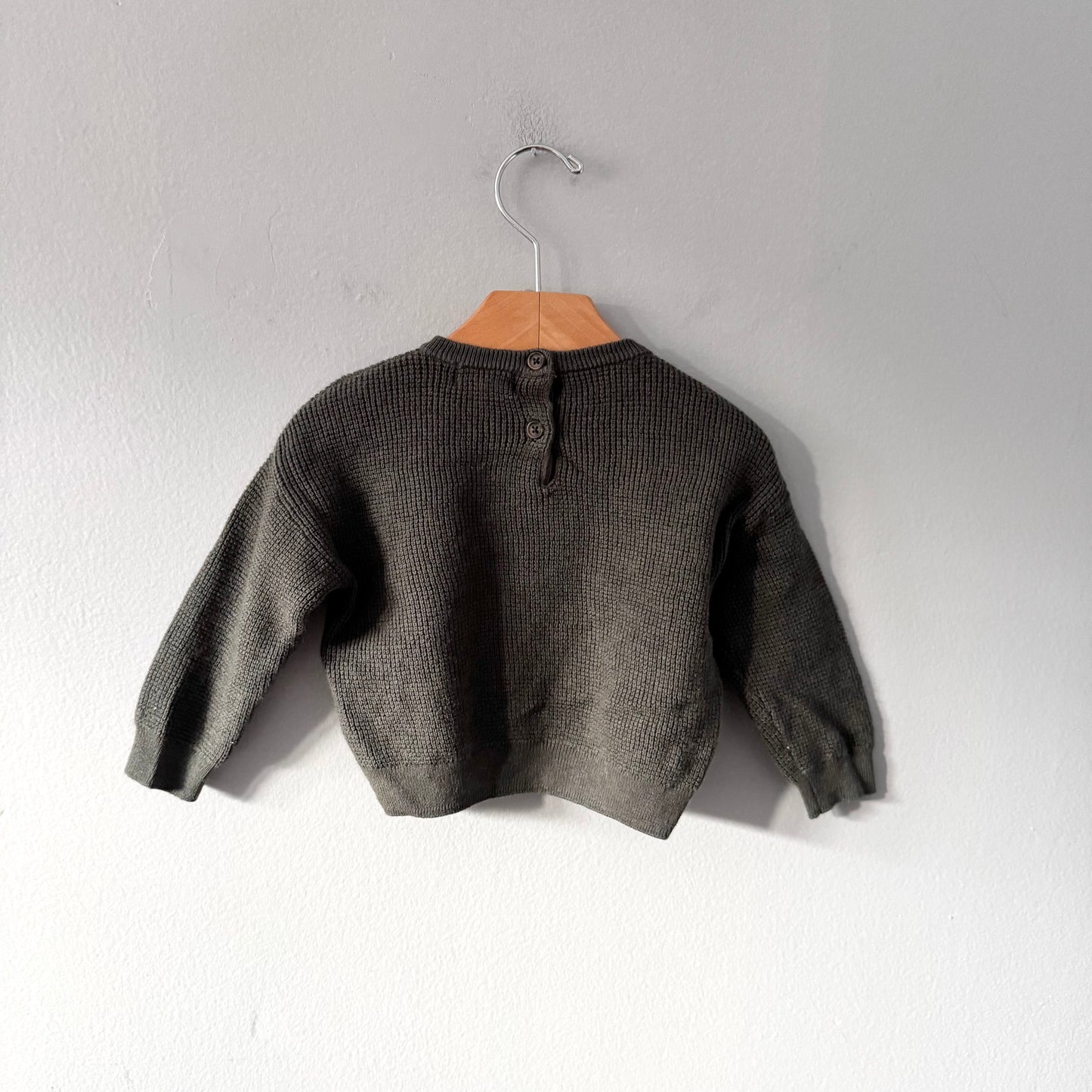 Miles the label / Dark green knit pullover / 9-12M