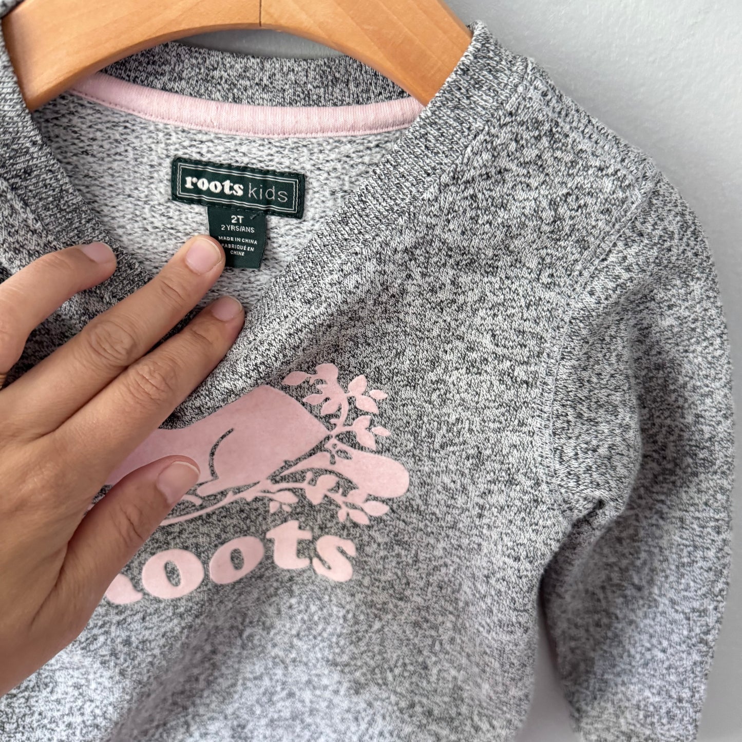Roots / Light pink logo sweatshirt / 2T