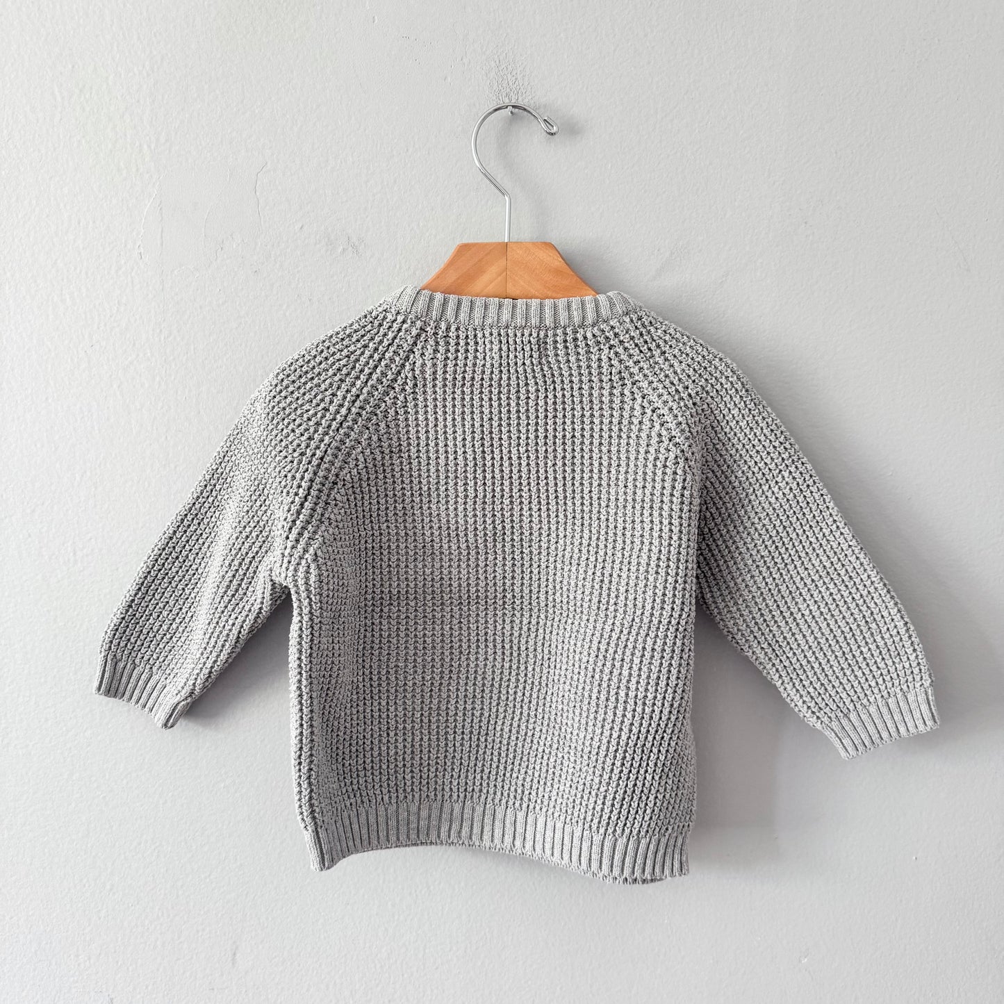 Rise Little Earthling / Light grey cotton knit pullover / 18-24M