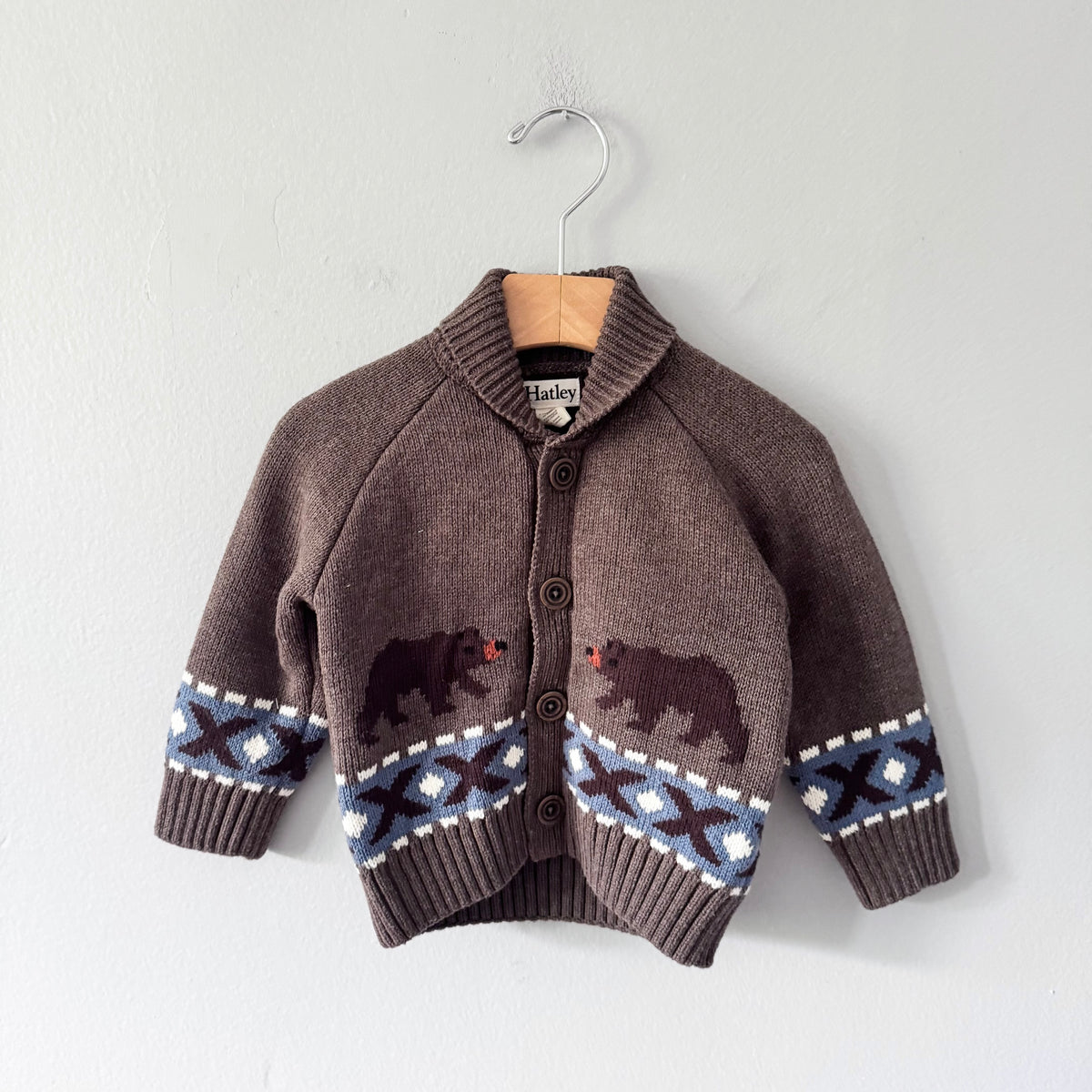 Hatley / Brown x bear knit jacket / 12-18M