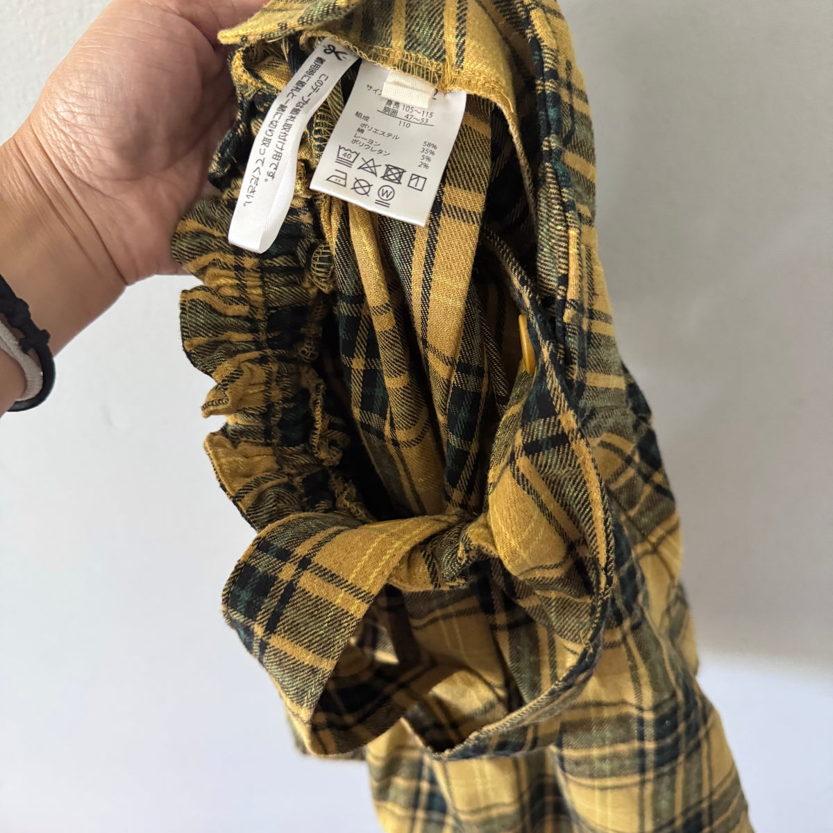 No brand / Yellow checked pinafore / 4Y