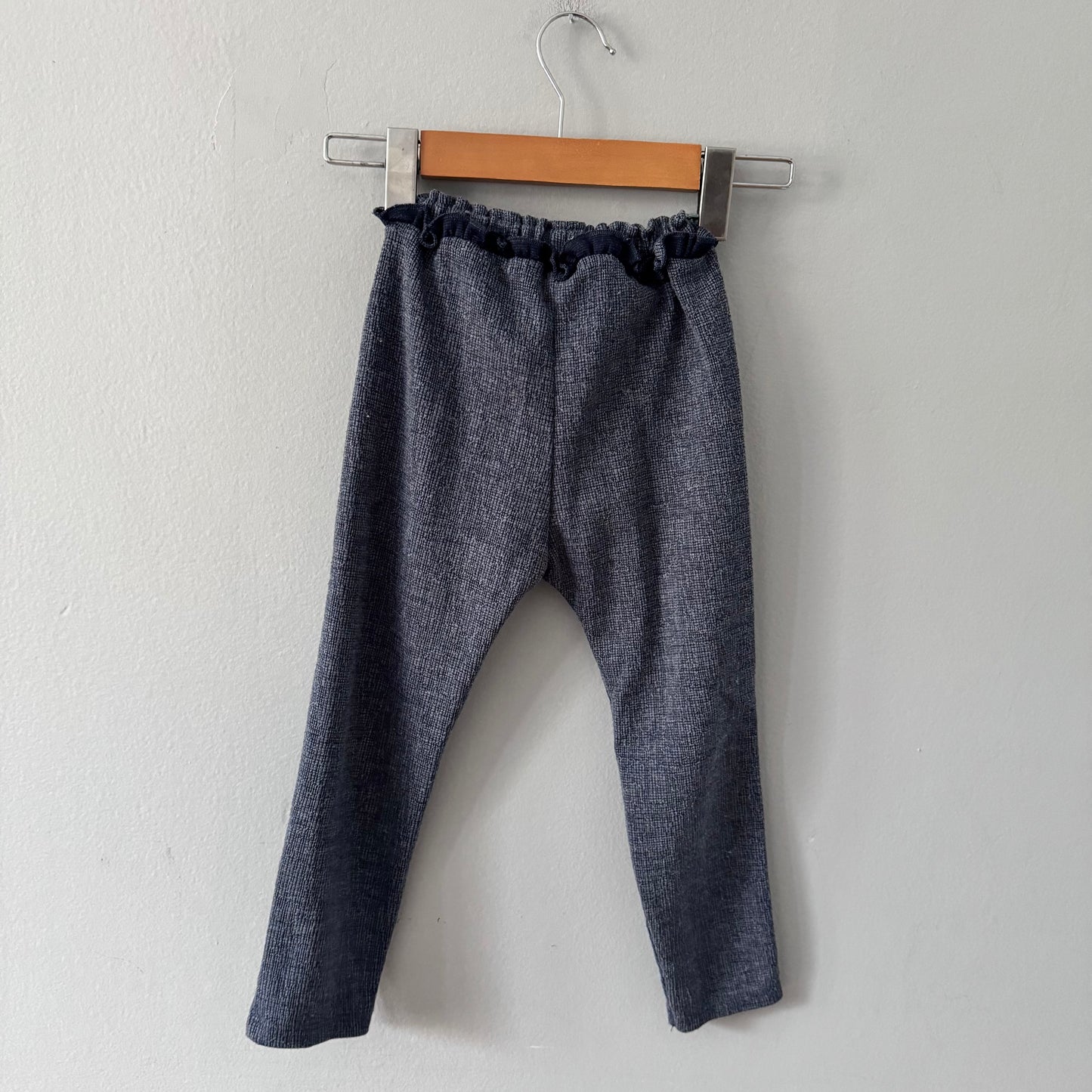 Zara / Navy checked soft pants / 4-5Y