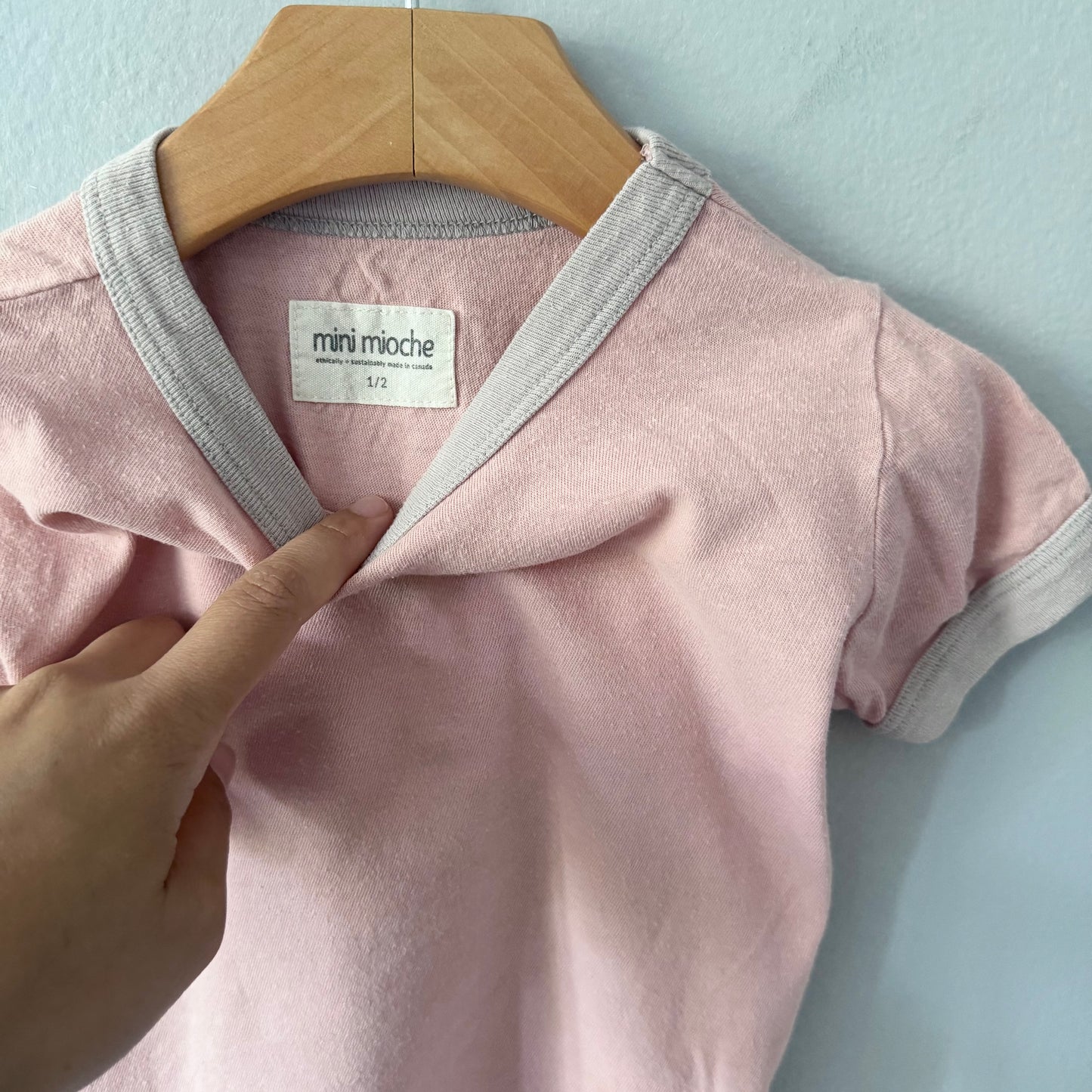 Mini mioche / Pink x beige T-shirt / 1-2Y