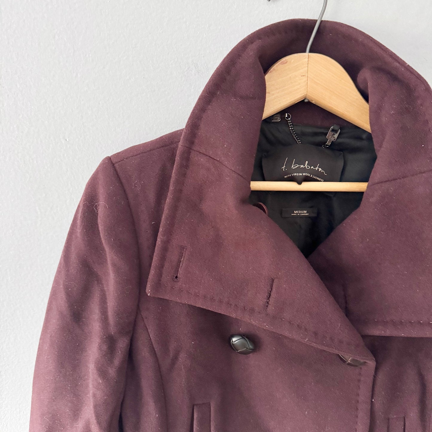 Babaton / Burgundy wool cashmere coat / Women M