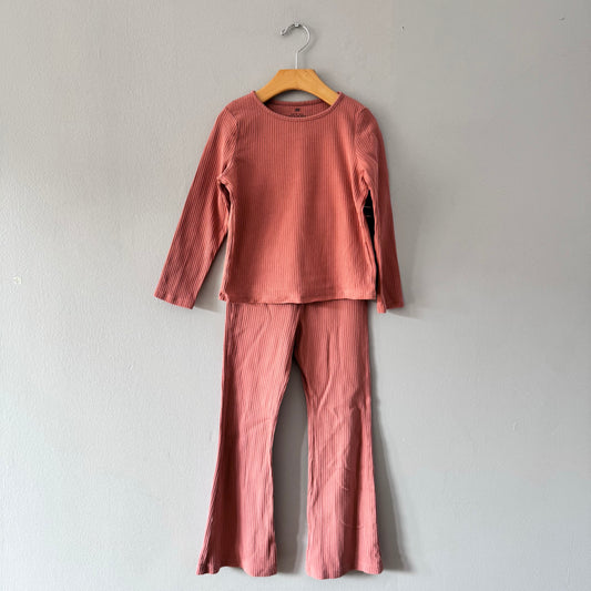 H&M / Brown ribbed long sleeve & leggings set / 6-7Y