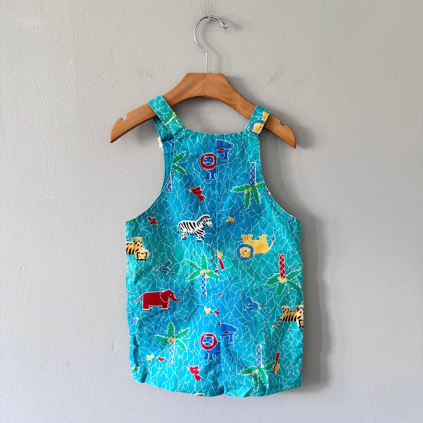 Vintage / Blue x animal overall shorts / 12-18M
