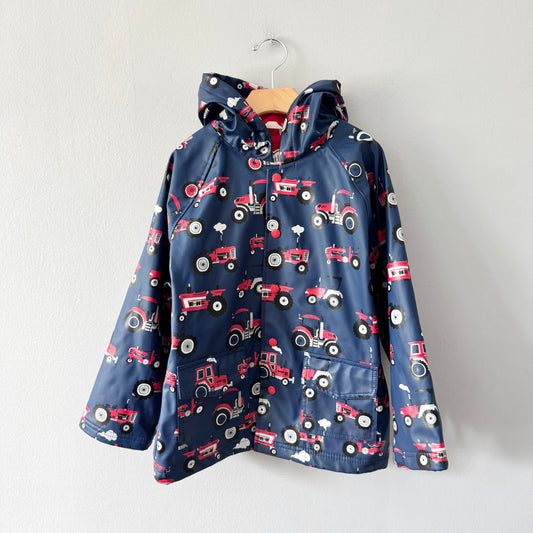 Hatley / Navy x red tractor rain jacket / 7Y