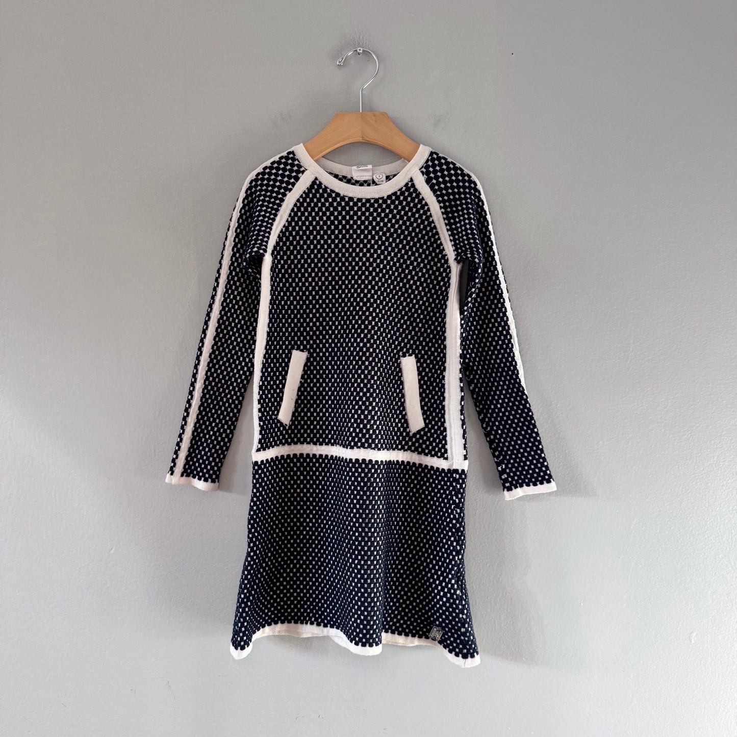 Deux par Deux / Navy white knit dress / 5Y