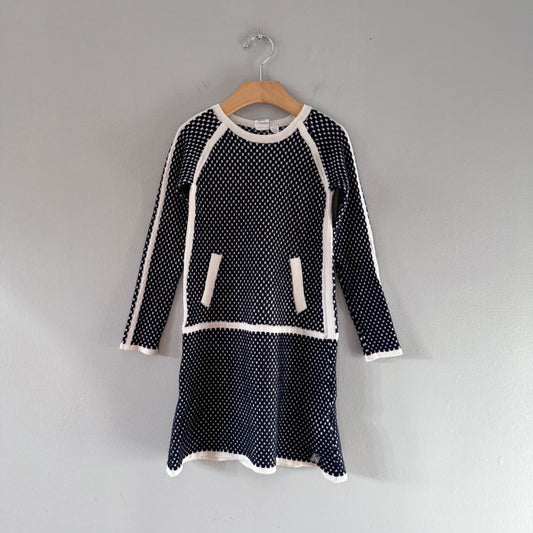 Deux par Deux / Navy white knit dress / 5Y