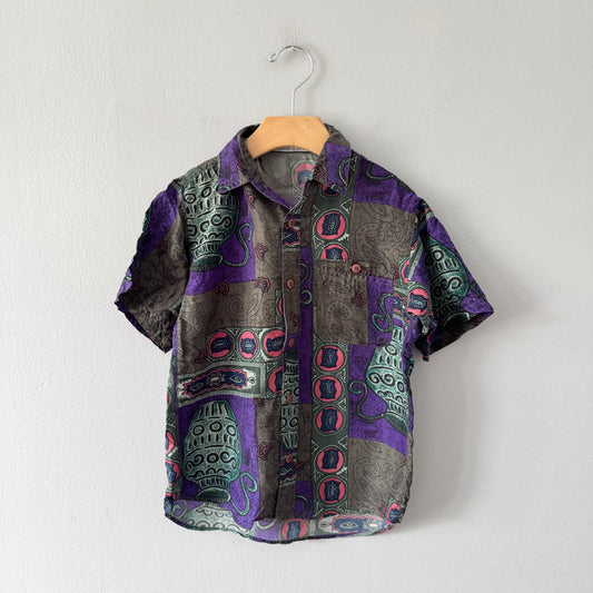 Vintage / 100% SIlk collar shirt / 6Y