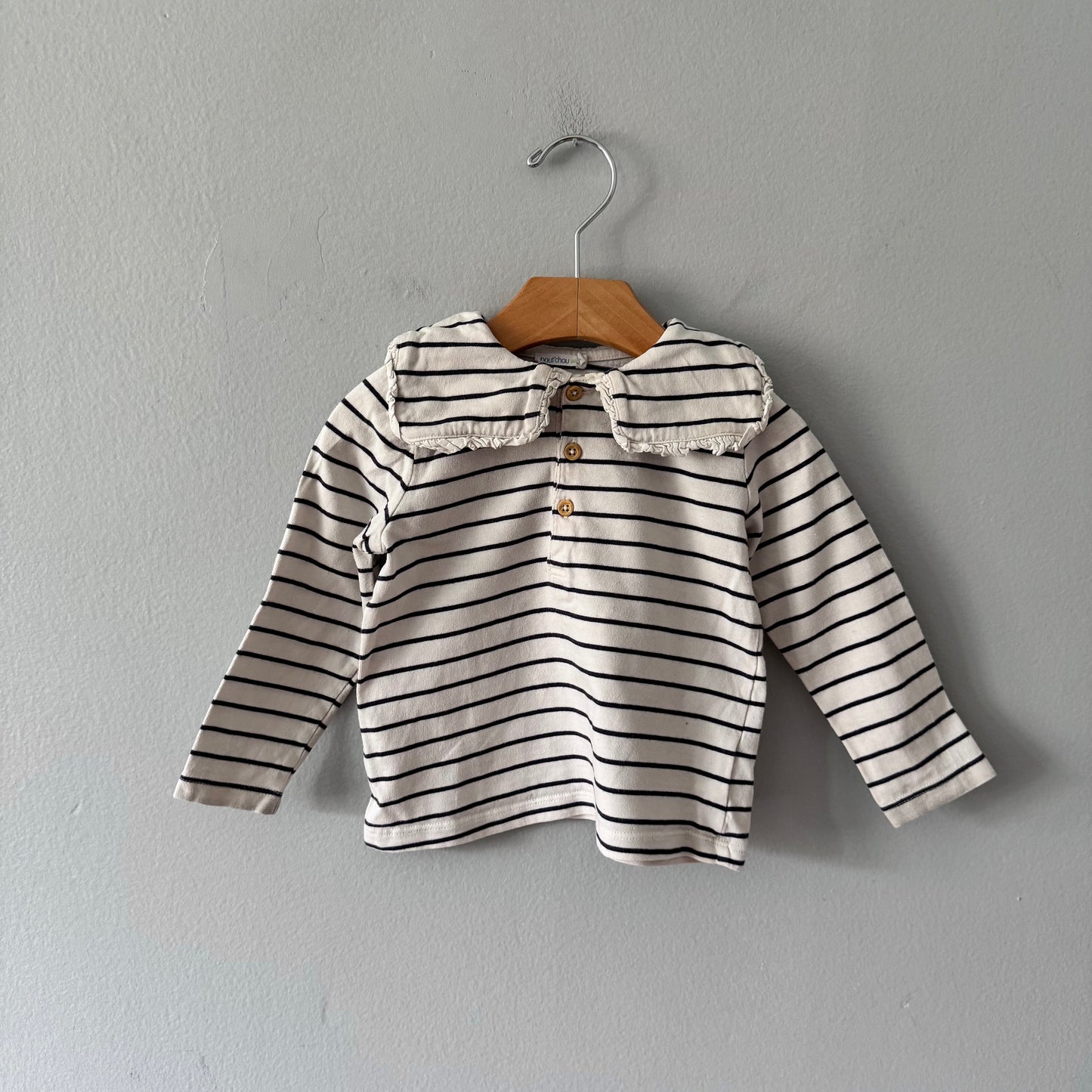 Bout chou / White navy stripe long sleeve / 24M