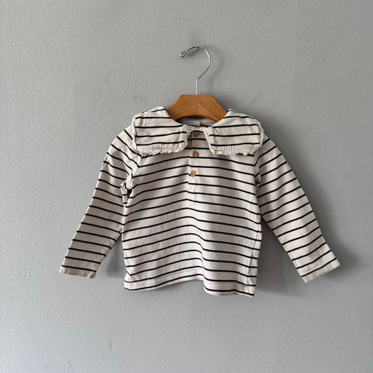 Bout chou / White navy stripe long sleeve / 24M