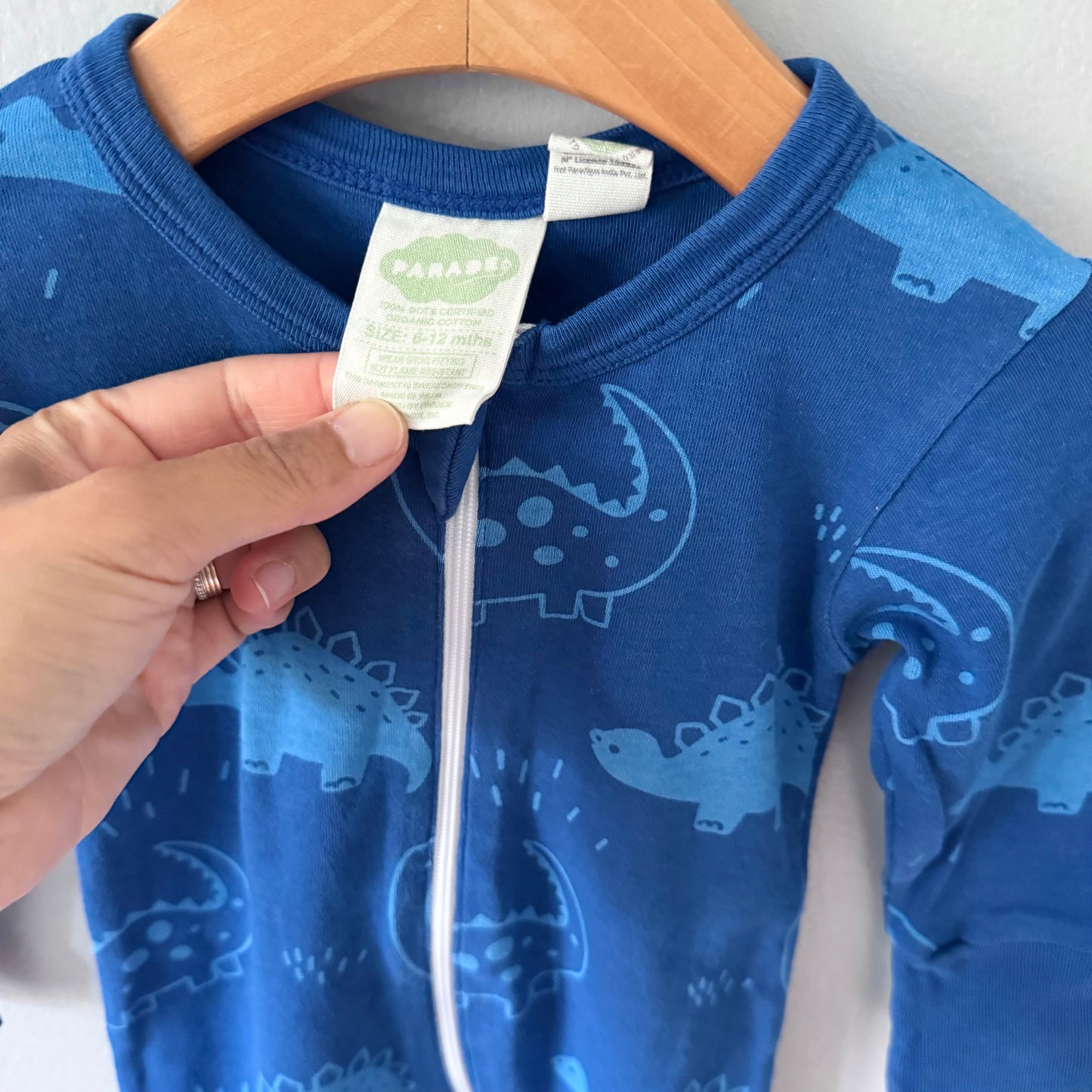 Parade Organic / Blue dinosaur romper / 6-12M