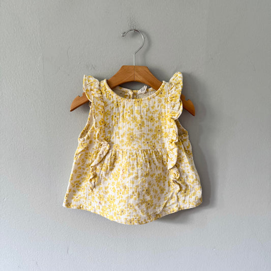Gap / White x yellow flower muslin tank / 3Y