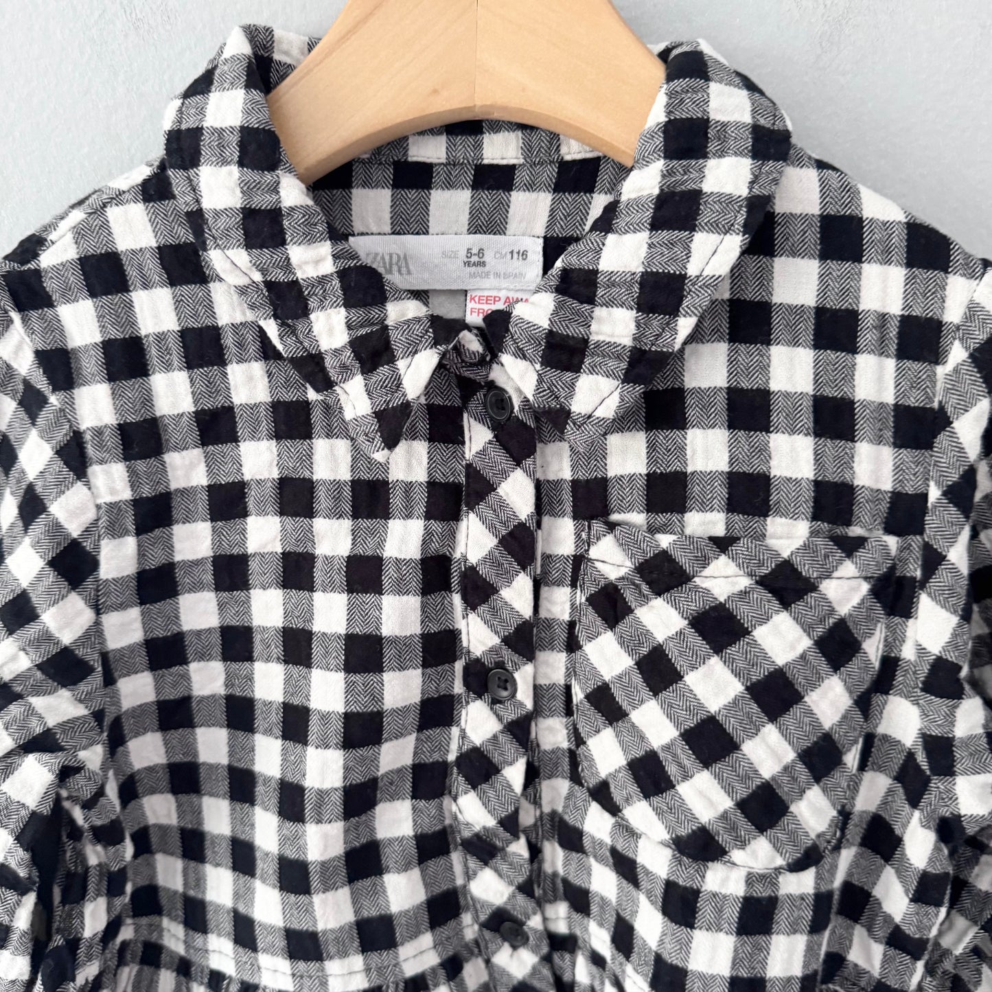 Zara / Plaid long sleeve shirt dress / 5-6Y