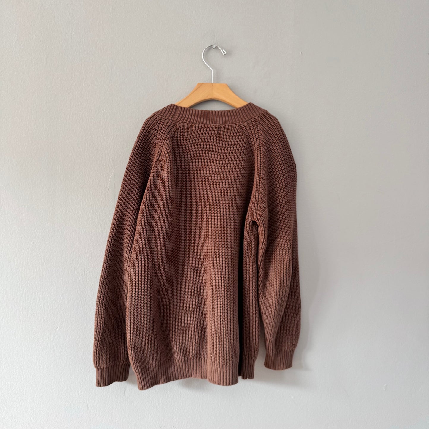 Les Petites Natures / Brown ribbed cardigan / 8-9Y