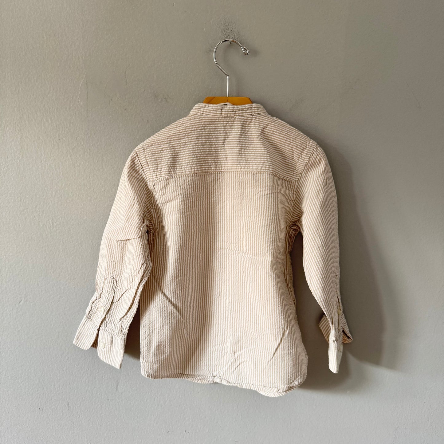 H&M / Beige white stripe shirt / 3-4Y
