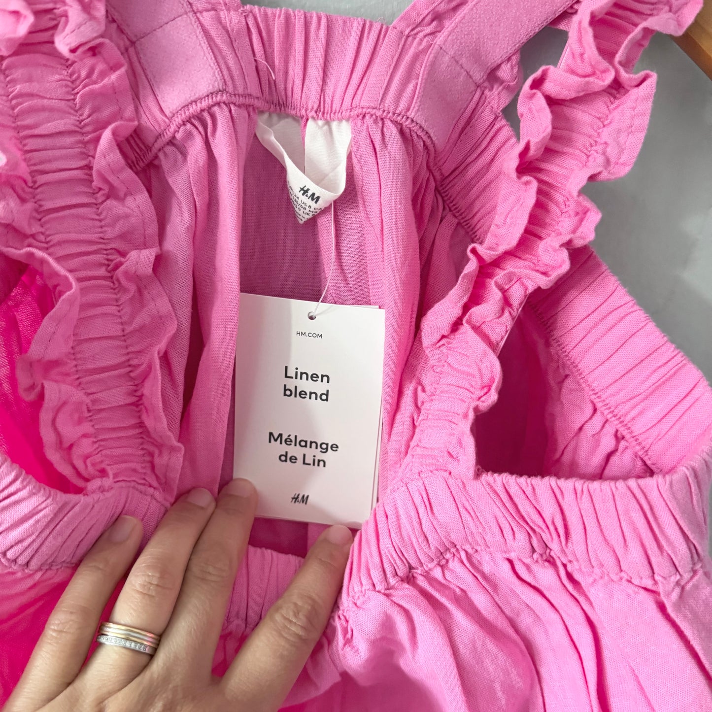 H&M / Pink cami linen dress / 8-9Y - New with tag